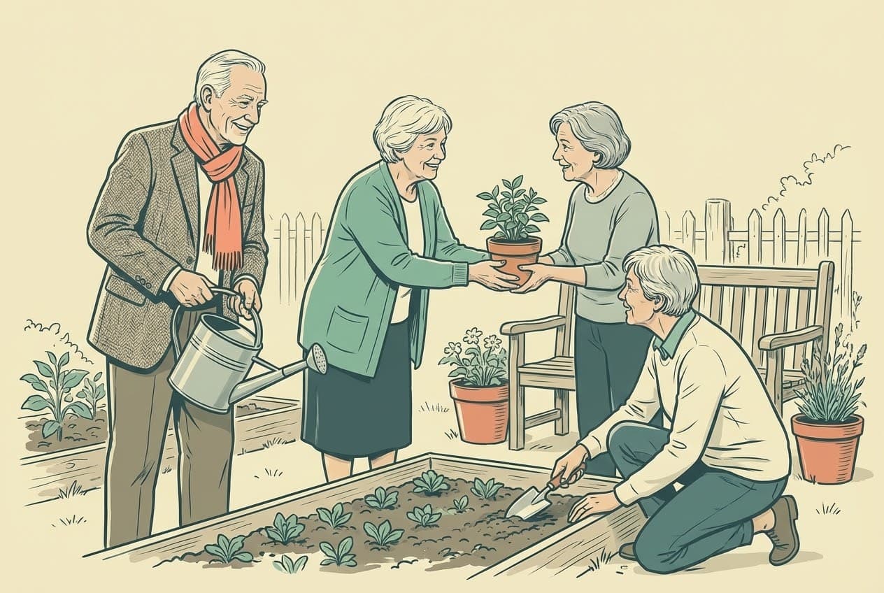 Older adults helping and supporting each other with dignity and purpose