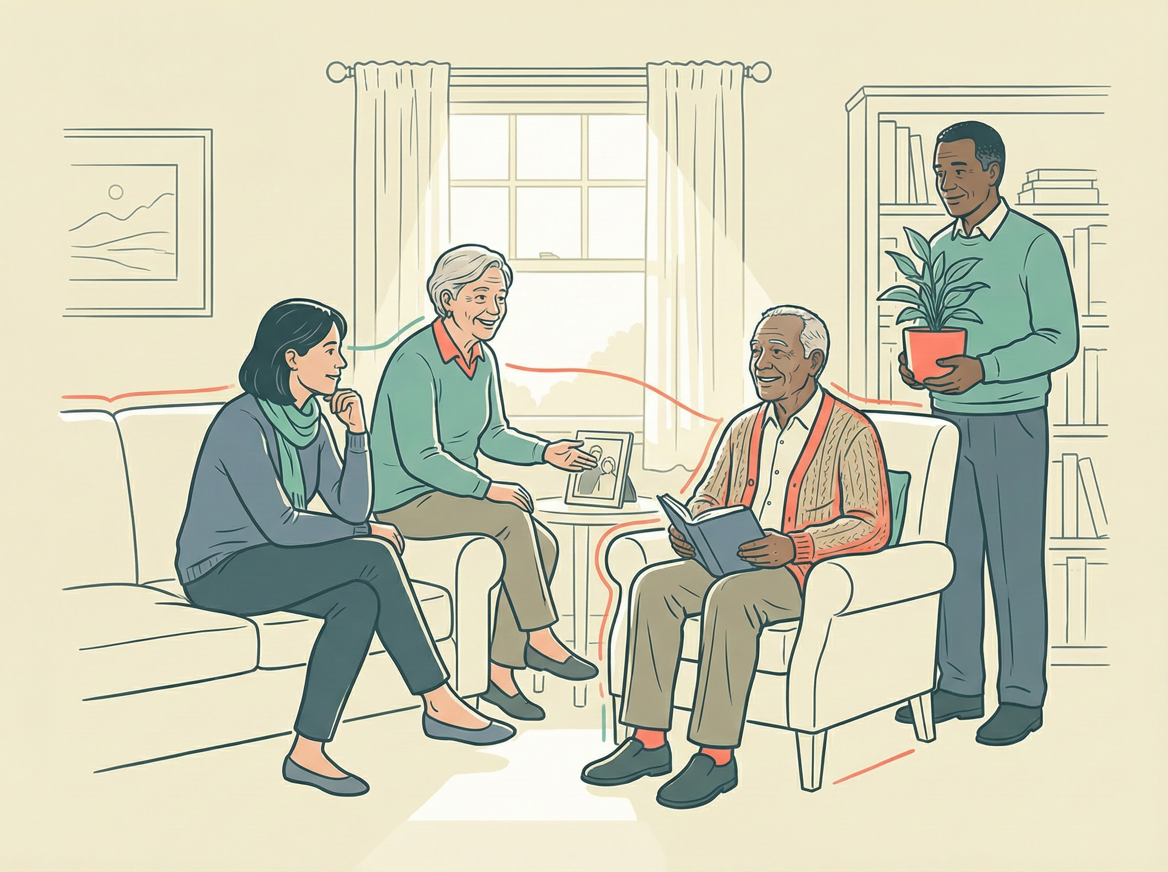 Family members setting up their trusted circle on a mobile device